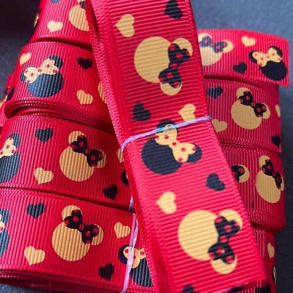 Grosgrain Ribbon 7/8” 5 yards 5/$20 Minnie Mouse bow polka dots red NEW hearts - Picture 5 of 7